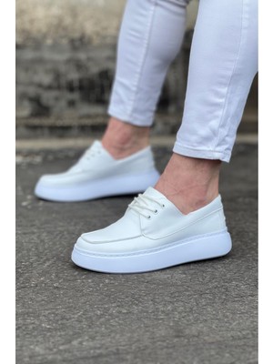 Hkursat HK508 Beyaz Cilt Ortopedik Taban Erkek Casual Ayakkabı