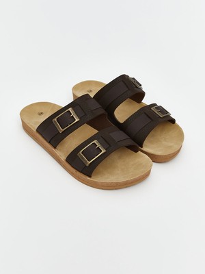 Lc Waikiki Yeni Sezon Deri Görünümlü Çift Bantlı Erkek Terlik