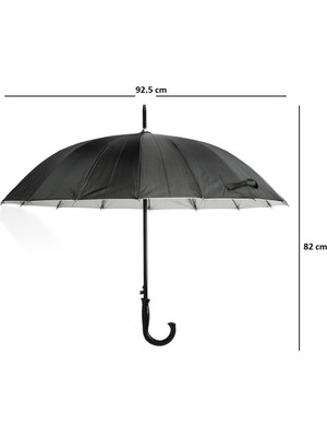Normadia Yarı Otomatik Unisex Şemsiye, 16 Telli Baston Saplı, Şık ve Hafif Tasarım
