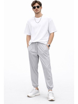 Rapapa Erkek Açık Gri Yazlık Paraşüt Jogger Eşofman Altı – Rahat Kesim 82166