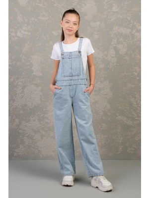 Dmb Kız Çocuk Salopet Kot Tulum 9-14 Yaş Arası 0377 Mavi