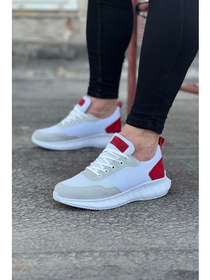 Hkursat HK063 Beyaz Kırmızı Triko Erkek Spor Ayakkabı