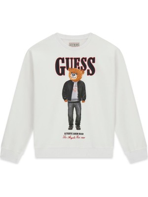 Guess Bg Store Erkek Çocuk Beyaz Sweatshirt