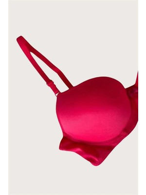 Letsii Mikro Kumaş Içi Boş Balenli Desteksiz Sütyen Kırmızı Renk