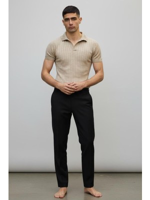 STG Erkek Slim Fit Polo Yaka Fitilli Triko Tişört Yazlık Modern Şık Günlük Kombin