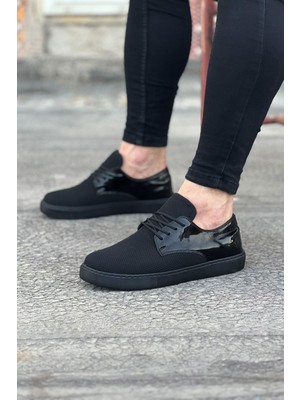 Hkursat HK016 Kömür Rugan Triko Erkek Casual Ayakkabı