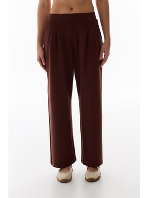 Penti Kahverengi Yüksek Bel Pileli Geniş Paça Pantolon