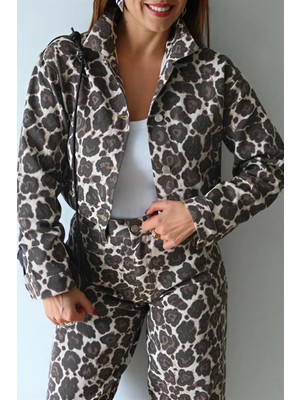 Purple By Banu Bej Leopar Ceket Pantolon Takım