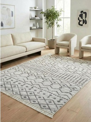 Iskandinav Kahve Bohem Pamuk Kilim Çift Taraflı | Doğal Dokuma • Kendinden Saçaklı • Yıkanabilir