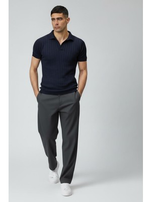 STG Erkek Slim Fit Polo Yaka Fitilli Triko Tişört Yazlık Modern Şık Günlük Kombin