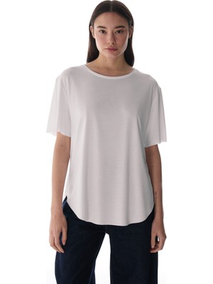 Penti Beyaz Bisiklet Yaka Oversize Modal T-Shirt