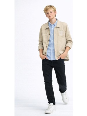 Rapapa Erkek Çocuk 3’lü Takım Bej Ceket Gömlek Pantolon Kombin (12–16 Yaş) 7216