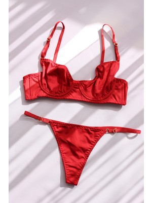 Lovenel Micro Brode Kırmızı Ayarlanabilir Alt Üst Takım