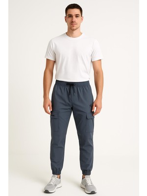 Rapapa Erkek Cargo Cepli Paraşüt Jogger Eşofman Altı – Fermuarlı Yan Cepli – Lastikli Paça 2795 Füme