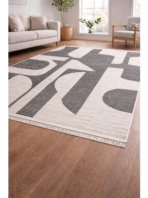 Iskandinav Kahve Bohem Pamuk Kilim Çift Taraflı | Doğal Dokuma • Kendinden Saçaklı • Yıkanabilir