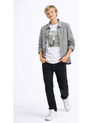 Rapapa Erkek Çocuk Mevsimlik 3 Parça Çizgili Gömlekli Takım – Günlük Şık Kombin (Tişörtü Kısa Kol) 7211K