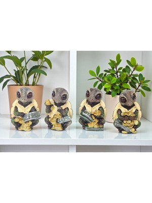 Elifeshop Lüks 4’lü Kaplumbağa Heykeli Feng Shui Şans Para Getiren Biblo Seti Ev Ofis Hediyesi