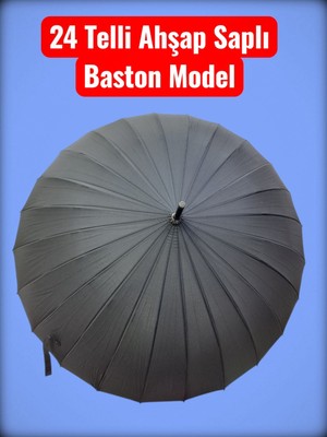 Normadia 24 Tellili Ahşap Saplı Ultra Sağlam Fiber Gövde Rüzgar Korumalı Şemsiye