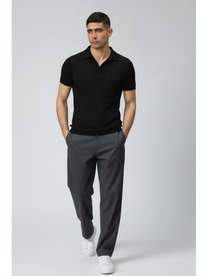 STG Erkek Slim Fit Polo Yaka Fitilli Triko Tişört Yazlık Modern Şık Günlük Kombin