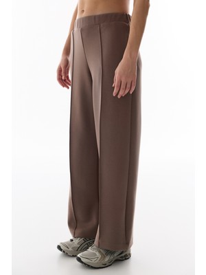 Penti Gri Nervürlü Yüksek Bel Geniş Paça Pantolon