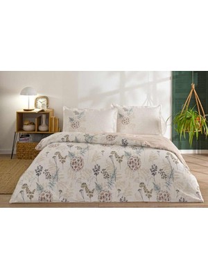 Özdilek Nevresim Takımı  Fitted Çarşaflı Ranforce King Size (Battal Boy) Krem Phlox