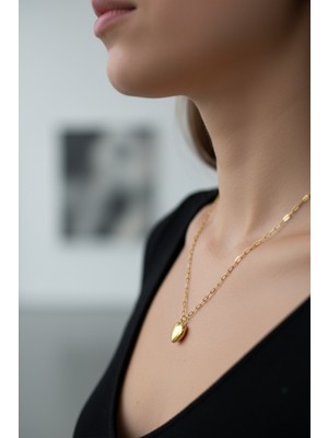 Medo E-Konsept Altın Kaplama Kalp Model Kolye Çelik Kadın Aksesuarı-Son 2 Adet Tükenmeden Alın