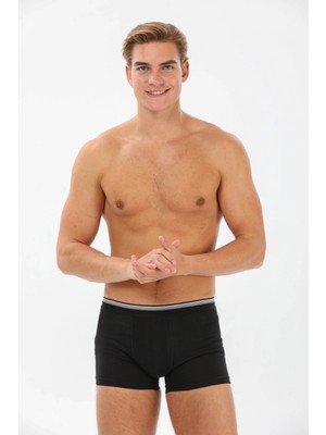 Yıldız 366 Erkek Pamuklu Rahat Likralı Formen Siyah Tekli Boxer