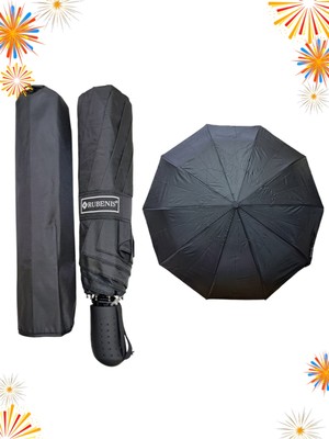 Rubenis Dayanıklı ve Şık Otomatik Açılır 3 Kırmalı Yağmur Şemsiyesi