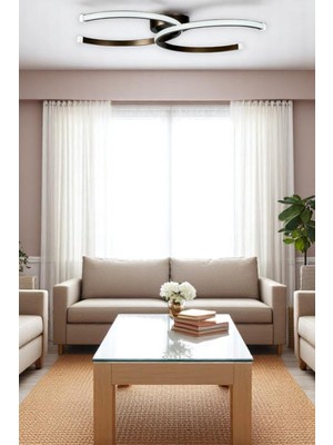 Duru Bronz Renk Modern Tasarım Salon - Mutfak - Hol - Yatak Odası Beyaz LED Avize