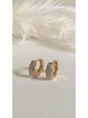 Solène Fuga Zirkon Taşlı Rose Gold Çelik Küpe