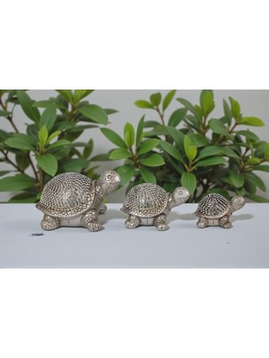 Elifeshop Lüks Kristal Taş Işlemeli 3’lü Kaplumbağa Heykeli Feng Shui Şans Para Getiren Biblo Seti Ev Hediyesi