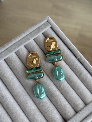 İrem Yıldız Mavi Renk Sallantılı Çelik Küpe