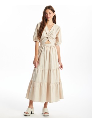 Lc Waikiki Yeni Sezon V Yaka Düz Kısa Kollu A Kesim Elbise