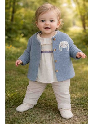 Kız Bebek 3’lü Takım (Hırka + Bluz + Pantolon)