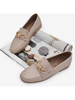 Tonny Black Kadın Bej Kadın Klasik Loafer Toka Detayl Babet Günlük  Babet