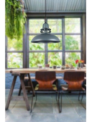 Fener Antrasit Renk Özel Tasarım Modern Salon - Mutfak - Cafe Tekli Sarkıt Avize (Ampulsüz)