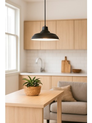 Çakır Siyah Içi Beyaz Modern Metal Salon - Mutfak - Cafe Sıvama Tekli Sarkıt Avize (Ampulsüz)