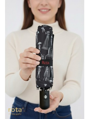 Normadia Dayanıklı Fiber Tel Otomatik Şemsiye, Kadın Desenli, RT-3020W