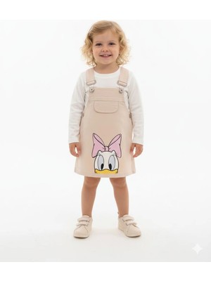 bebexy Jile Daisy Duck Baskılı  Krem Slopet Elbise Takım