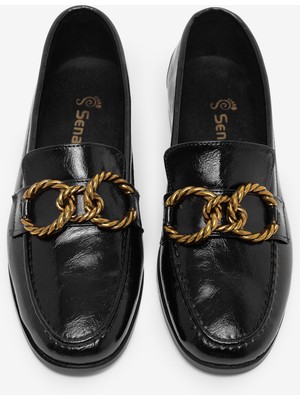 Tonny Black Kadın Siyah Kadın Deri Loafer Toka Detaylı Rahat Günlük Babet