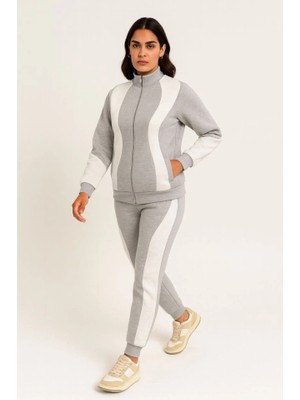 Veralya Premium Parçalı Eşofman Takım  Dik Yaka Fermuarlı Sweatshirt