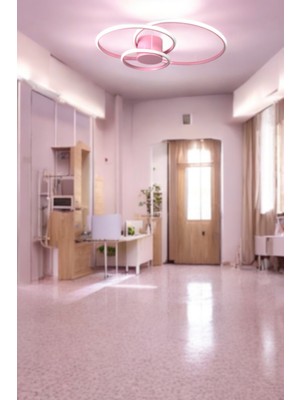 Sole Pembe Renk Modern Tasarım Salon - Mutfak - Hol - Yatak Odası Beyaz LED Avize