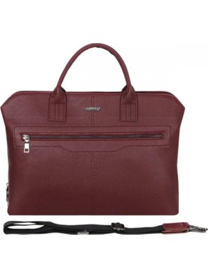 Elit Cambridge Polo Suni Deri Evrak Çantası Bordo