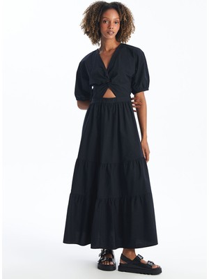 Lc Waikiki Yeni Sezon V Yaka Düz Kısa Kollu A Kesim Elbise