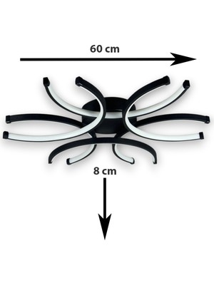 Levora Siyah Renk Modern Tasarım - Oturma Odası - Salon - Mutfak - Yatak Odası Beyaz LED Avize