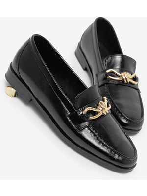 Tonny Black Kadın Siyah Kadın Klasik Loafer Toka Detayl Babet Günlük  Babet