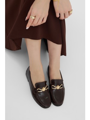 Tonny Black Kadın Kahve Kadın Klasik Loafer Toka Detayl Babet Günlük  Babet