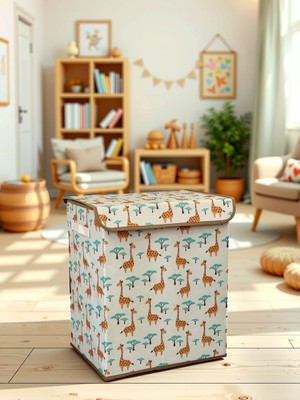 Luxway Home Griaffe 2 Büyük Boy Kapaklı Kirli Çamaşır Oyuncak Düzenleyici Saklama Kutusu Sepeti 40X50X30