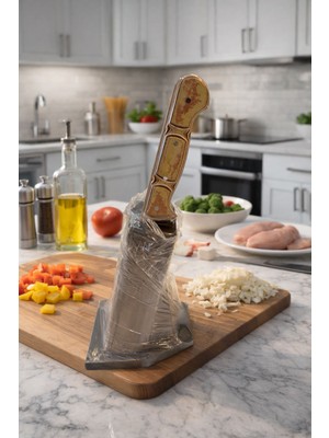 Seymen Bıçakçılık Sürmene Hakiki El Dövmesi 4’lü Bıçak Seti – Ahşap Saklama Kütüklü – Ömür Boyu Garantili