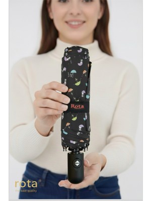 Normadia Renkli 8 Telli Tam Otomatik Fiber Şemsiye Kedi Desenli, Dayanıklı ve Şık